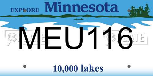 MEU116 Minnesota License Plate