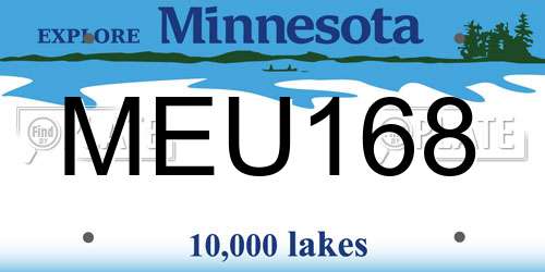 MEU168 Minnesota License Plate