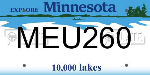 MEU260 Minnesota License Plate