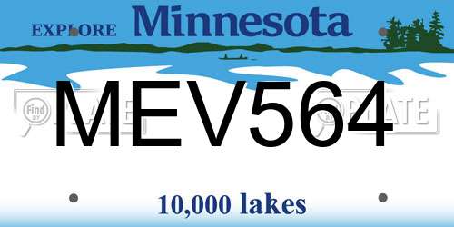 MEV564 Minnesota License Plate