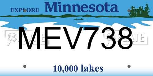 MEV738 Minnesota License Plate