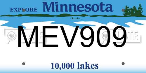 MEV909 Minnesota License Plate
