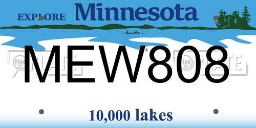MEW808 Minnesota License Plate