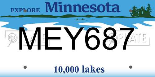 MEY687 Minnesota License Plate