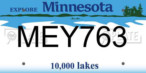 MEY763 Minnesota License Plate