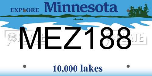 MEZ188 Minnesota License Plate