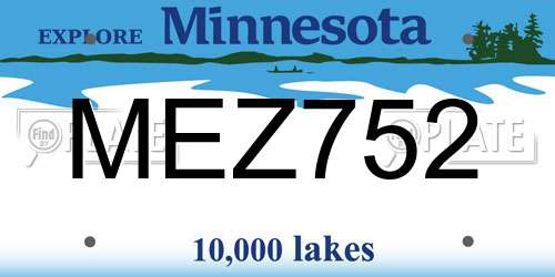 MEZ752 Minnesota License Plate