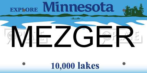 MEZGER Minnesota License Plate