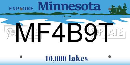 MF4B9T Minnesota License Plate