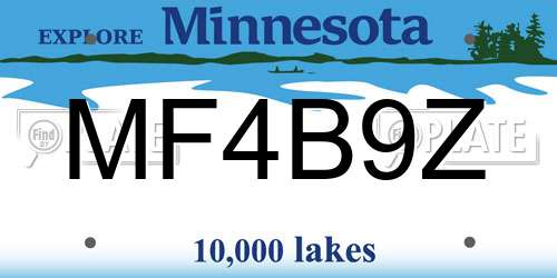 MF4B9Z Minnesota License Plate