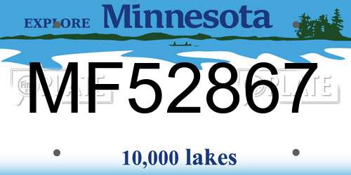 MF52867 Minnesota License Plate