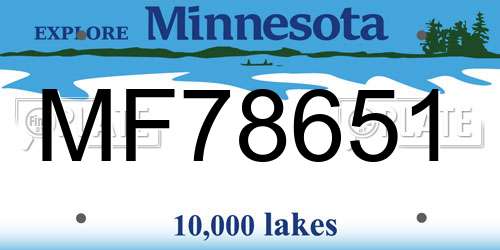 MF78651 Minnesota License Plate