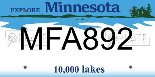 MFA892 Minnesota License Plate