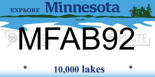 MFAB92 Minnesota License Plate