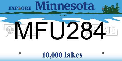 MFU284 Minnesota License Plate