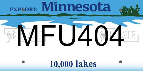 MFU404 Minnesota License Plate