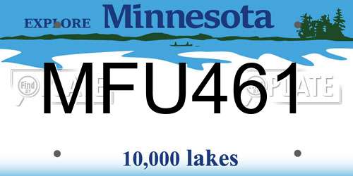 MFU461 Minnesota License Plate