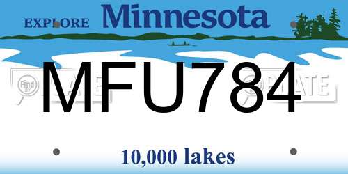 MFU784 Minnesota License Plate