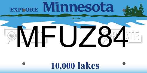 MFUZ84 Minnesota License Plate