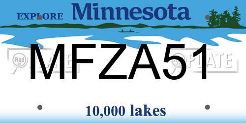 MFZA51 Minnesota License Plate