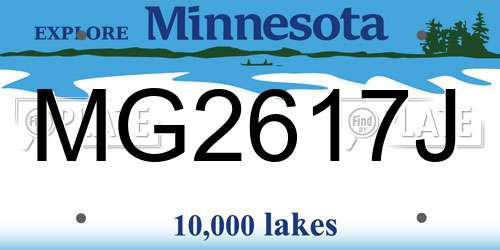 MG2617J Minnesota License Plate