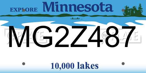 MG2Z487 Minnesota License Plate