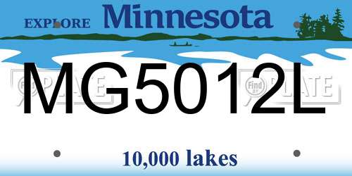 MG5012L Minnesota License Plate