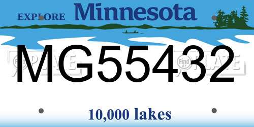 MG55432 Minnesota License Plate