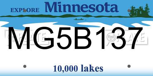 MG5B137 Minnesota License Plate