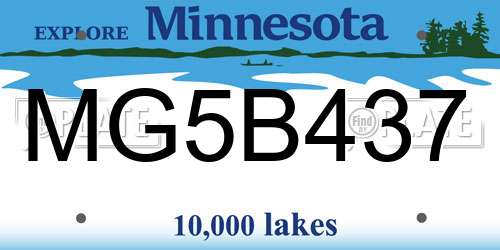 MG5B437 Minnesota License Plate