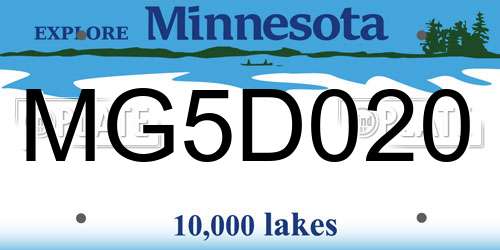 MG5D020 Minnesota License Plate
