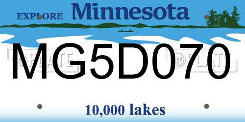 MG5D070 Minnesota License Plate
