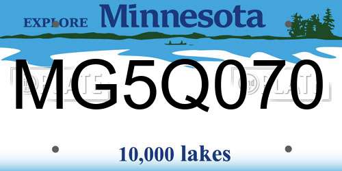 MG5Q070 Minnesota License Plate