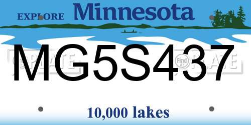 MG5S437 Minnesota License Plate