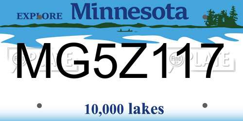 MG5Z117 Minnesota License Plate