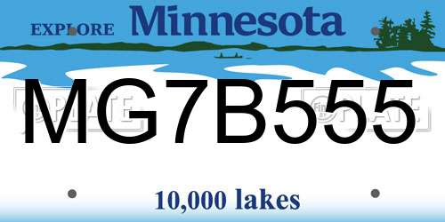 MG7B555 Minnesota License Plate