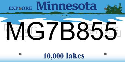 MG7B855 Minnesota License Plate