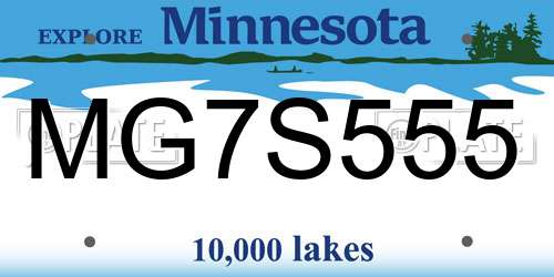 MG7S555 Minnesota License Plate