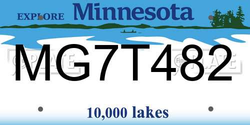 MG7T482 Minnesota License Plate