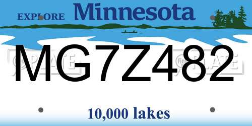 MG7Z482 Minnesota License Plate