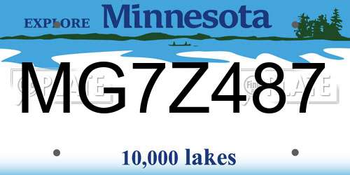 MG7Z487 Minnesota License Plate