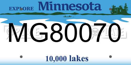 MG80070 Minnesota License Plate