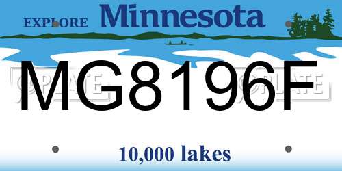 MG8196F Minnesota License Plate