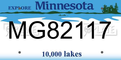 MG82117 Minnesota License Plate