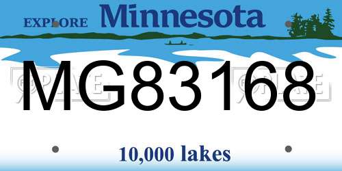 MG83168 Minnesota License Plate