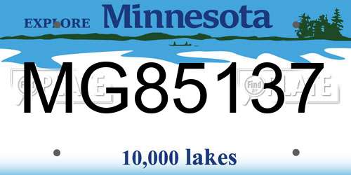 MG85137 Minnesota License Plate