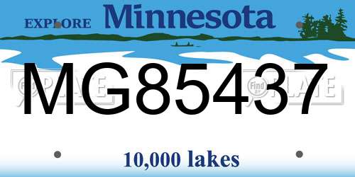 MG85437 Minnesota License Plate