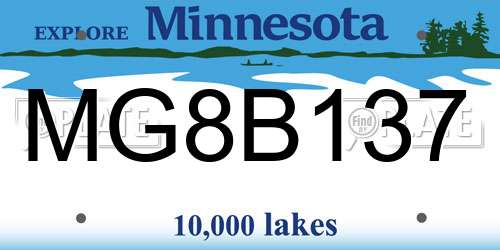 MG8B137 Minnesota License Plate