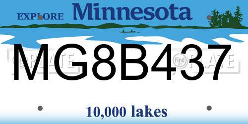 MG8B437 Minnesota License Plate