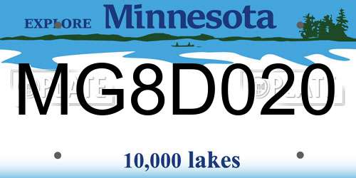 MG8D020 Minnesota License Plate